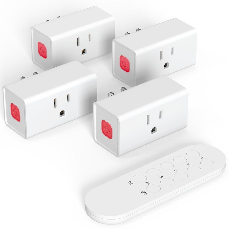 SURNICE Remote Control Outlet 15A Wireless Light Switch for Household Appliances, 260 FT Range, Electrical Outlet Switch, FCC Certified, ETL Listed, 4 Outlets + 1 Remote - Image 1